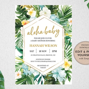 Tropical Baby Shower Invitation: Editable Template (Templett)