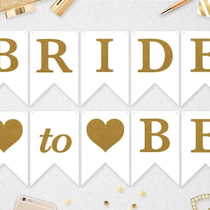 Gold Glitter Bride To Be Banner: Bridal Shower Decor (Printable PDF)