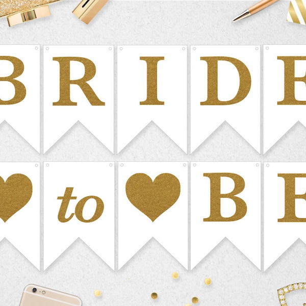 Bride to Be Banner, Bride To Be, Bridal Shower Banner, Bride to Be Sign, Gold Glitter banner,Printable, INSTANT DOWNLOAD