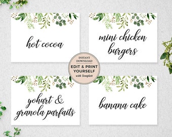 Editable Labels, Editable Food Labels, Labels, Name Tags, Place Cards, INSTANT DOWNLOAD, Templett, #PBP106