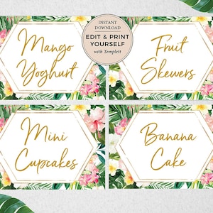 Tropical Food Labels, Editable Food Labels, Food Labels, Labels, Editable Labels, INSTANT DOWNLOAD, Templett, #PBB98