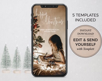 Electronic Christmas Card, Smartphone Christmas Card, Editable Christmas Card, SMS Christmas Card, Templett, INSTANT DOWNLOAD