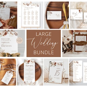 Large Wedding Bundle, Editable Wedding Template Bundle, Boho Pampas Wedding Bundle, Boho Wedding Template, #PBP112
