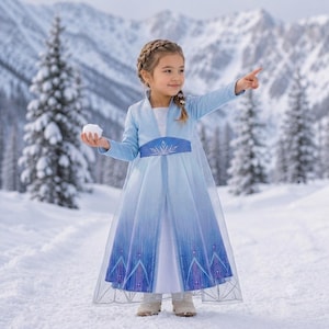 women's light blue winter princess dress with snowflakes Blue Snowflake Dress