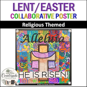 Lent Easter Collaborative Poster, Religious Bulletin Board Decor (Digital Download)