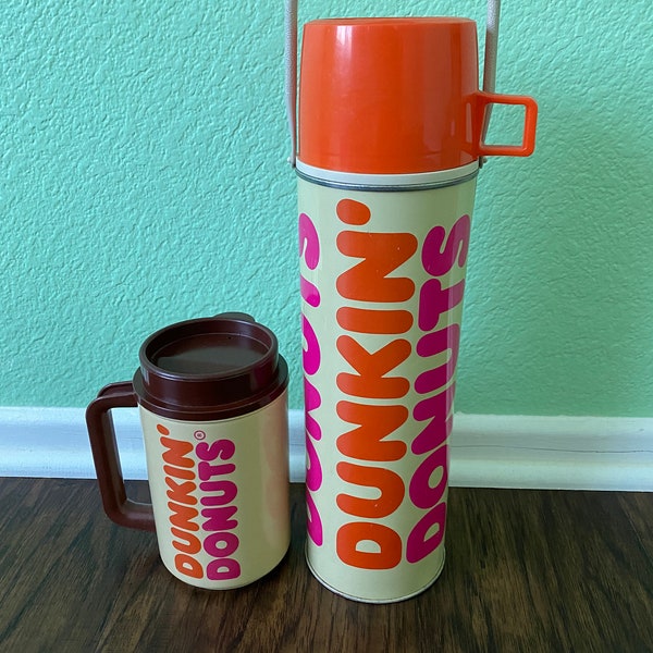 Vintage Dunkin Donuts Thermos & Travel Mug/Set of 2