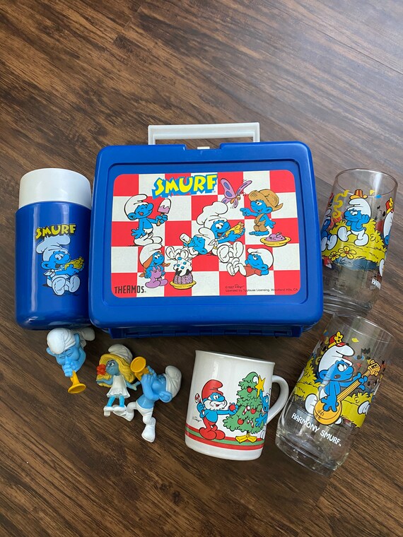 Vintage Smurfs Lunch box with Thermos/Christmas mug/2 Etsy