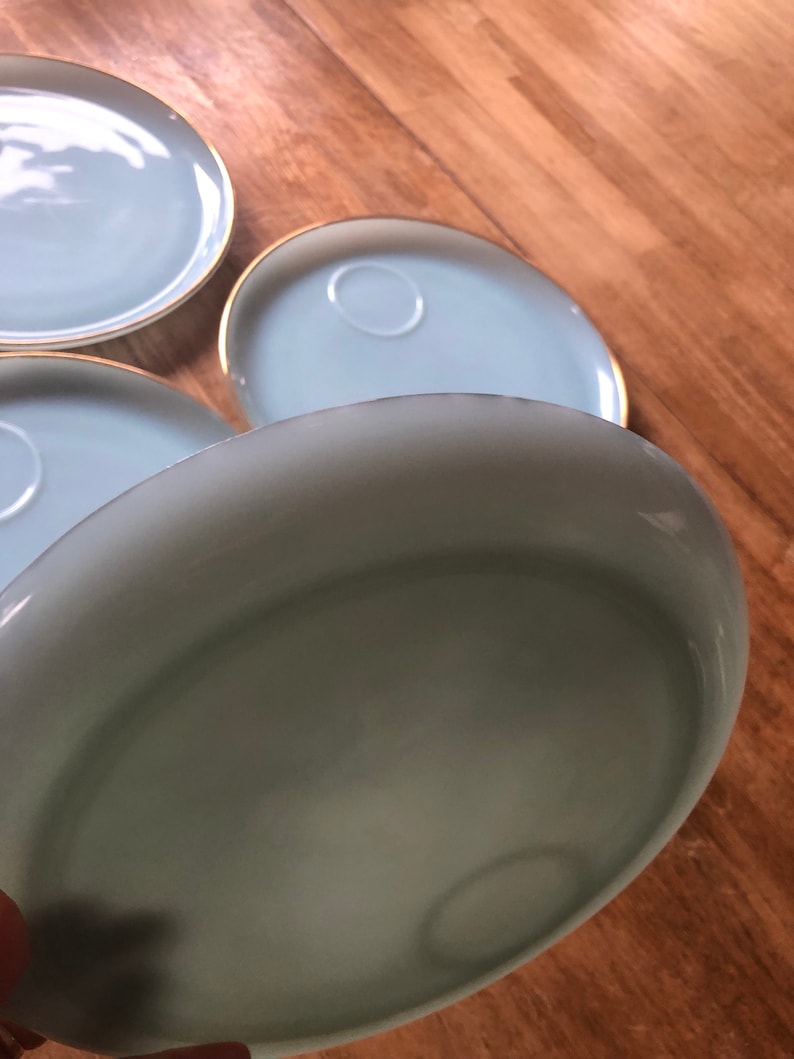 Vintage Fire king Turquoise blue snack plates Set of 4
