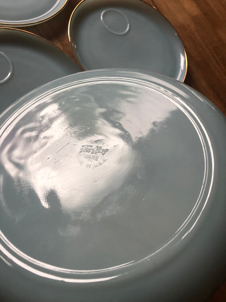 Vintage Fire king Turquoise blue snack plates Set of 4