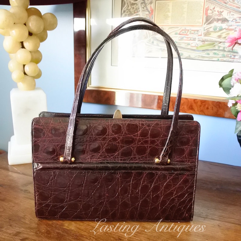 Elegant Vintage Saks Fifth Avenue Alligator Hand Bag Brown - Etsy