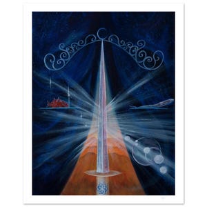 Libra New Moon Painting, Sword Art Print, Cosmic Balance, Mystic Zodiac Painting, Fine Art Wall Decor, Astrology Tarot Gift