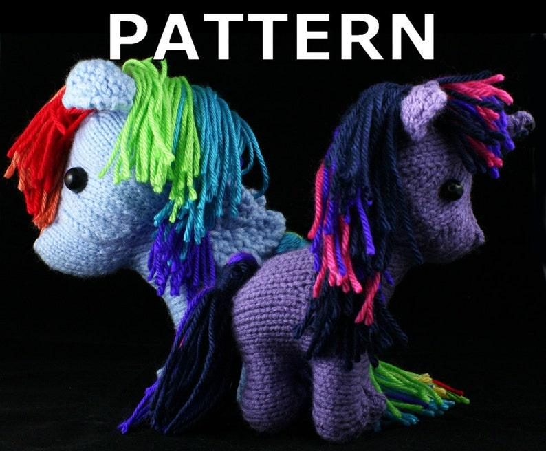 Plush pony unicorn-pegasus knitting pattern PDF image 1