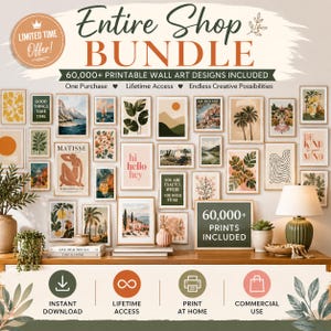 60,000+ Printable Wall Art Bundle, Vintage Art Prints, Abstract & Boho Gallery Wall Decor, Instant Digital Download