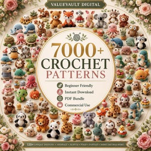 Amigurumi Pattern Bundle, 7000+ Crochet PDF Designs for Toys, Instant Download