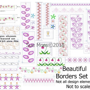 Beautiful Borders Set 2 13 Machine Embroidered Borders for 6x10 inch/160x260mm Hoop image 1