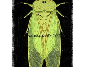 CICADA - Machine Embroidery Design for the 130 x 180mm Hoop