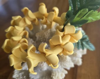 Golden Yellow Puakenikeni Flower Hair Lei – “Tita” Bun Accessory for All Hair Types
