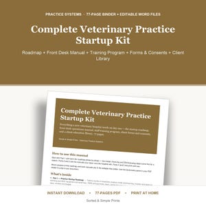 Complete Veterinary Practice Startup Kit | Roadmap Front Desk Manual Staff Training Consent Estimate Forms Client Handouts | Editable + PDF