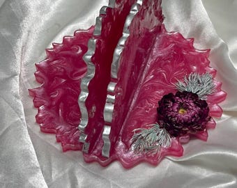 Funda para caja de pañuelos de resina rosa con diseño floral, hecha a mano / Decoración de lujo para el hogar
