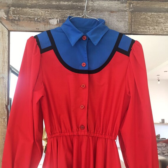 1970s Colorblock ShirtDress with Full Circle Skirt