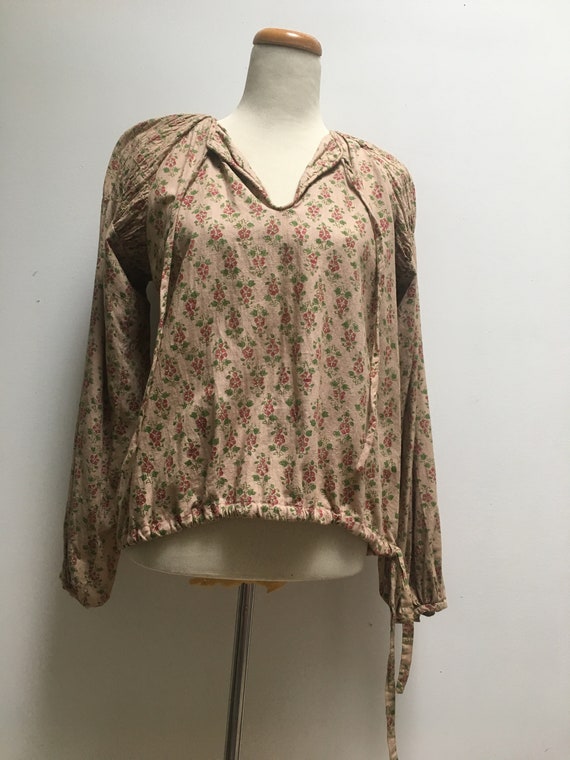 70s India Imports Vintage Poet Blouse in Beige Cal