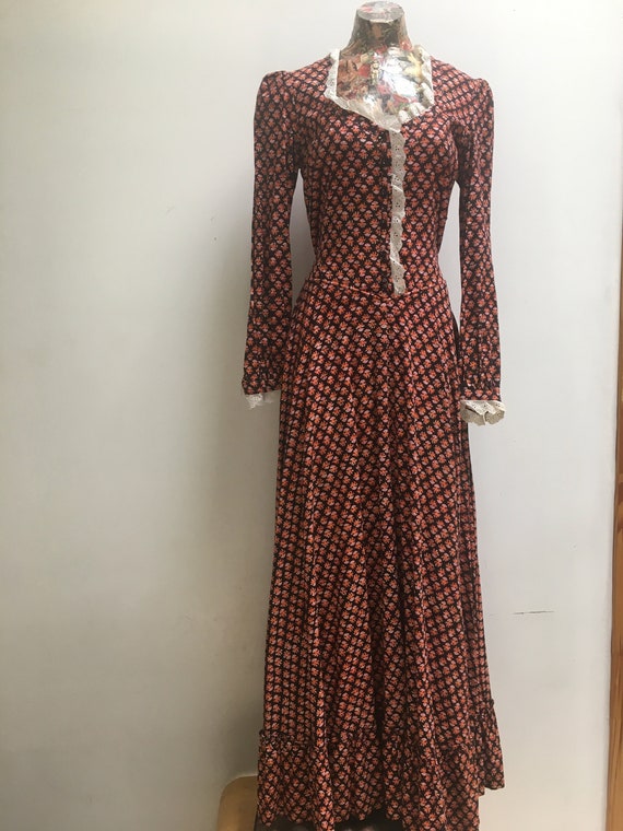 Calico Prairie Dress Pioneer Maxi Dress Deep Vneck Etsy