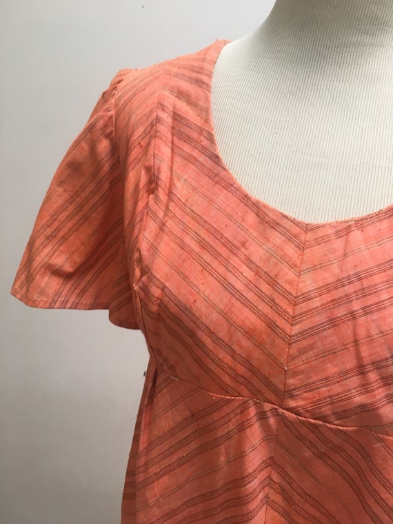 Woven Indian Cotton Orange 1970s Blouse by India I