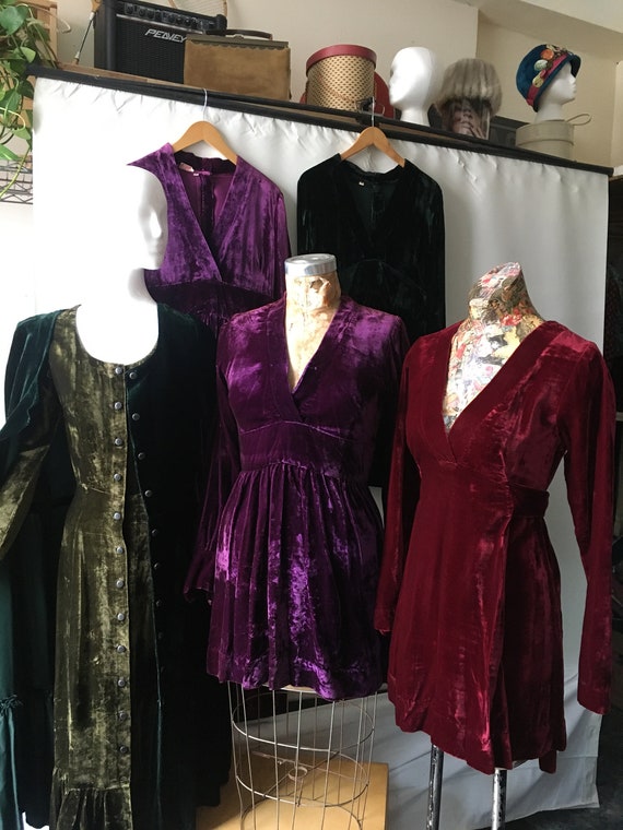 Six Medium Velvet Dresses by India Imports of Rhod