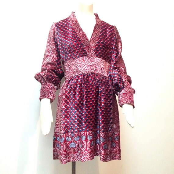 RARE Hand Blockprinted Velvet Babydoll Dress by In