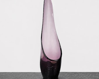 Vintage Viking Glass Epic Taperglow Candle Holder Amethyst Swung Glass Mid Century Modern Decor 14 Inches
