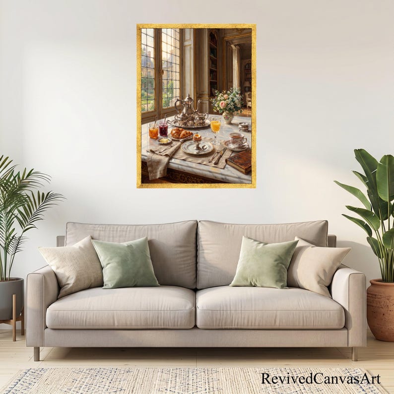 Elegant French Breakfast Scene Canvas, Vintage Tea Set Wall Art ...
