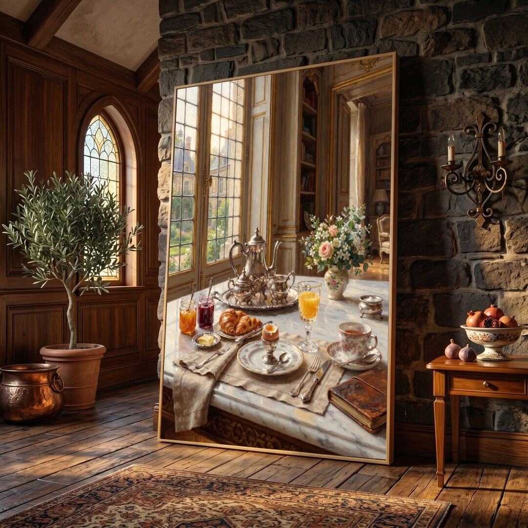 Elegant French Breakfast Scene Canvas, Vintage Tea Set Wall Art ...
