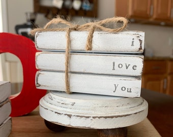 MADE TO ORDER Faux book stack. Mini faux book stack. Tiered tray decor. Farmhouse decor. Personalized books. Custom book stack.