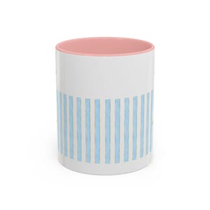 Blue Striped Bow Mug | Accent Ceramic Coffee Cup