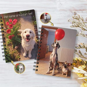 Custom Dog Notebook, Personalized 3D Cartoon Pet Portrait From Photo, Spiral Journal