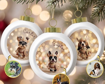 Ornament van de bal van Kerstmis van de Ridder van de | Gepersonaliseerde huisdieraandenken, fantasie krijgerkunst