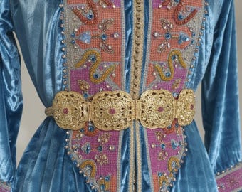Handmade Moroccan Caftan | Luxury Velvet Wedding Dress | Eid Kaftan | Traditional Embroidery | Bridal Gown | Gift for Her