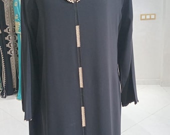 Handgefertigter marokkanischer Djellaba & Kaftan in Schwarz-Gold | Luxuriöser Djellaba-Kaftan mit Kapuze | Hochzeitskleid für Eid | Aufwendige Stickerei | Geschenk für Sie