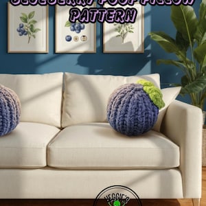 Hand Knitted Blueberry Poof Pillow Pattern-**PATTERN ONLY**-**There is no video tutorial or pillow**