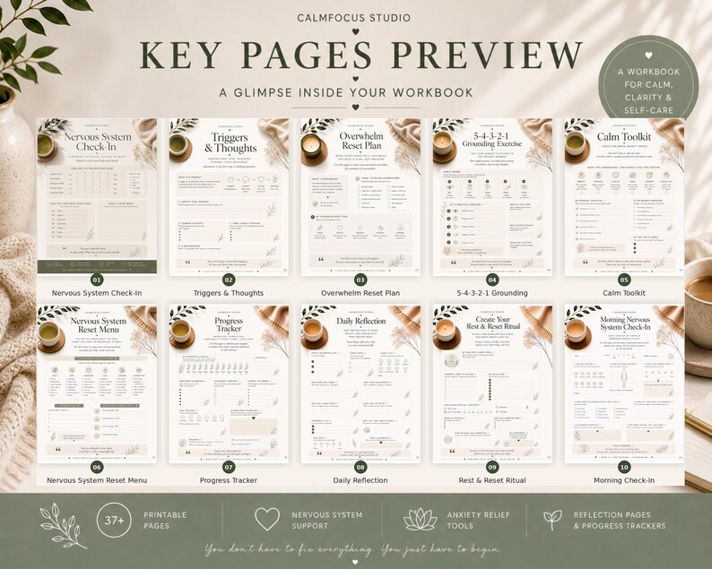 CBT Anxiety Journal Printable | Guided Workbook for Stress Relief PDF image 3