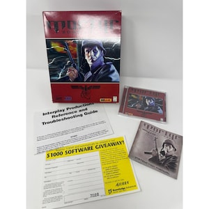 May include: A Martyr 2093-1944 PC game set including a large red box with a soldier illustration, a CD case, an instruction manual, a reference and troubleshooting guide, and a yellow $1000 software giveaway registration card with black text.