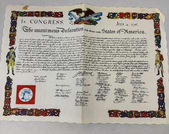 Kids Declaration of Independence Print Out Colorful Vintage Print Learning Out