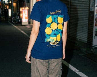 Lemon Graphic T Shirt Navy Blue Unisex Fruit Designer Top Clothes