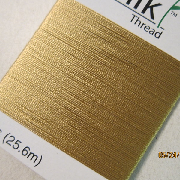 Purely Silk, Size D, Gold, Silk Beading / Stringing Thread - Available on 28-yard Cards