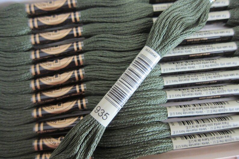 12-skein Boxes Dark Avocado Green #935 8m Skeins DMC Cotton Embroidery Floss Available in Single Skeins /&