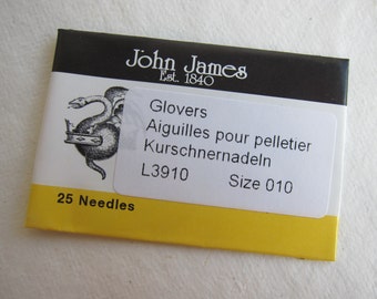 John James No. 10 Glovers Needles, 1-1/4" long - Available in (25 needle) Pkgs