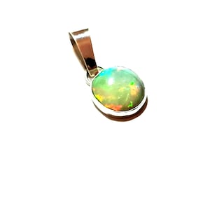 Welo Opal Pendant: Tarnish Resistant Silver, Multi-Color Gemstone
