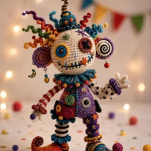 Jingle & Patch Jester Doll Crochet Pattern PDF, Amigurumi Clown Toy Pattern, Fantasy Doll Crochet Tutorial, DIY Gift