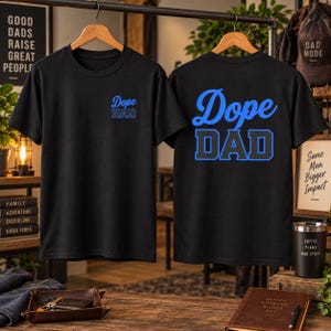 Dope Dad T-Shirt | Retro Script Varsity Lettering Tee | Funny Dad Shirt | Cool Dad Gift