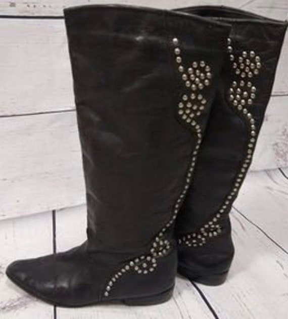 Vintage 80 s Womens Black Leather Studded Biker Jacket Ada s Vintage 80 s Womens Black Leather Studded Biker Jacket Ada s